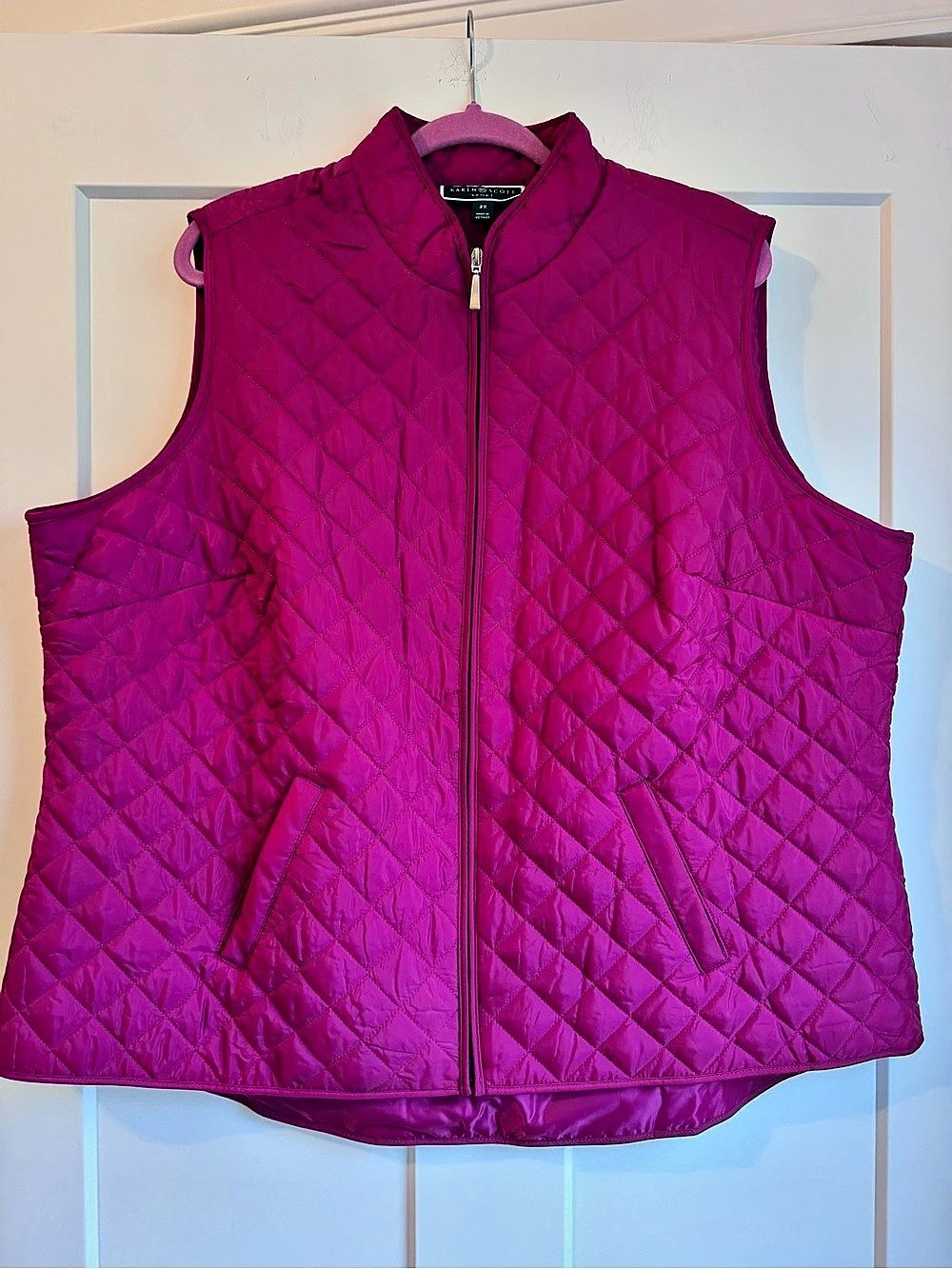 Karen Scott Sport quilted vest in Pink Size 2X